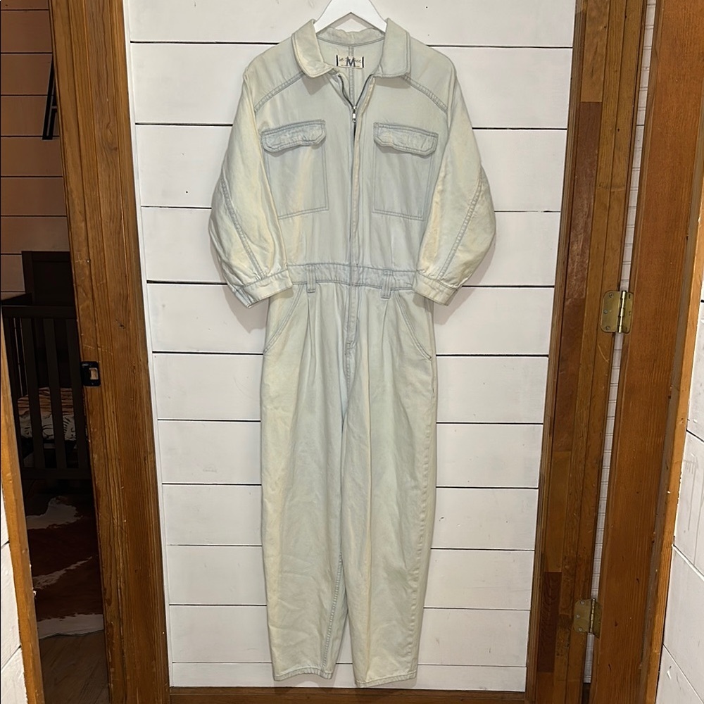 Free People We The Free Sammie Denim Boho Coveralls Medium